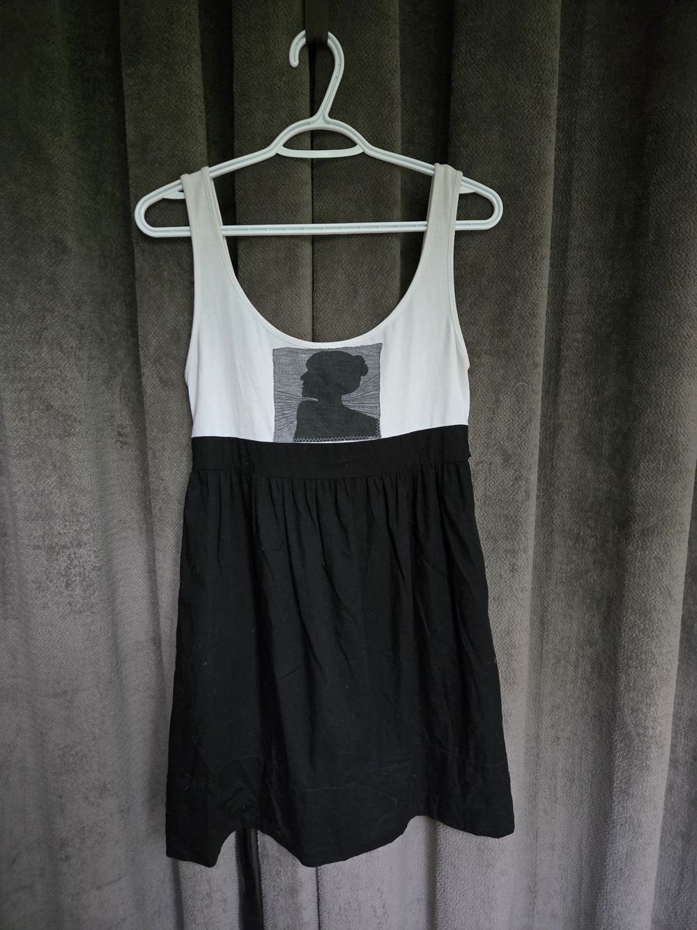 Vintage Y2k Ardene Black & White Mini Dress Graphic Bust Minimalist Color Block - Picture 12 of 14